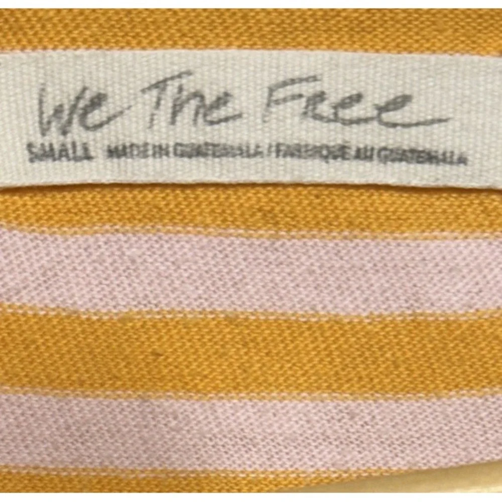 Free People Angel Cotton Handkerchief-Hem Tee Orange Stripe‎ Women's Size Small